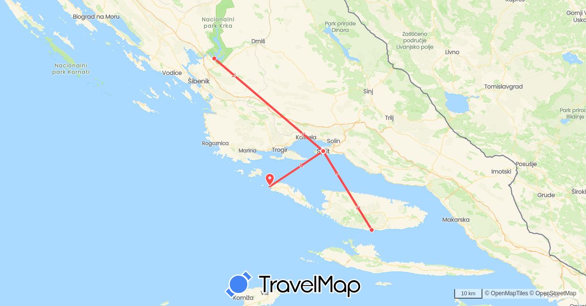 TravelMap itinerary: driving, hiking in Croatia (Europe)